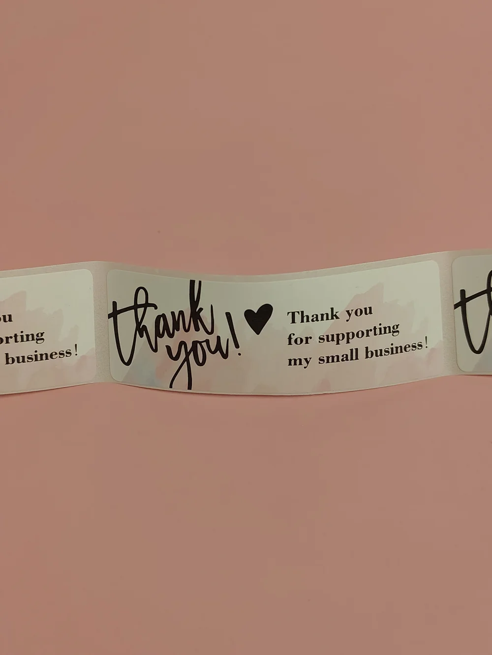 51 Small Business Thank You Sticker & Card Set - Blush Pink with Black Script